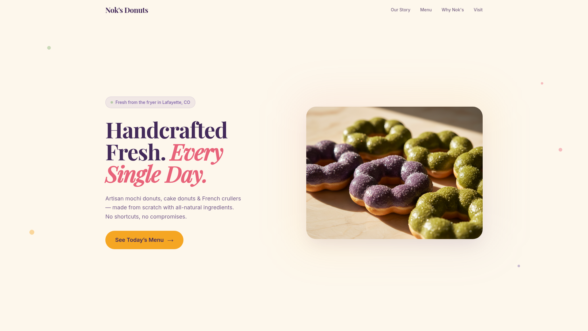 Nok's Donuts website screenshot